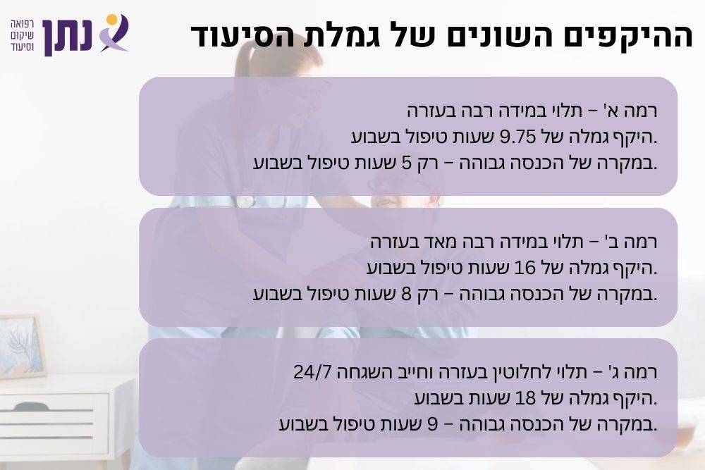 ההיקפים השונים של גמלת סיעוד בטיפול סיעודי עם חרת הסיעוד נתן